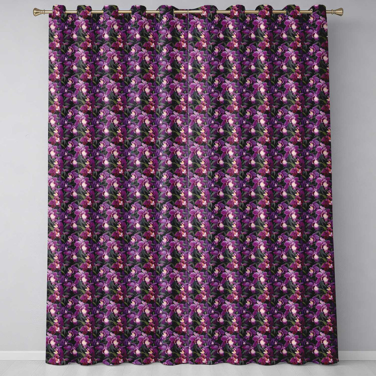 Blush Pink Orchid Floral Vintage Garden Seamless Pattern  Readymade Eyelet Ring Top Thermal 100% Blackout Curtains