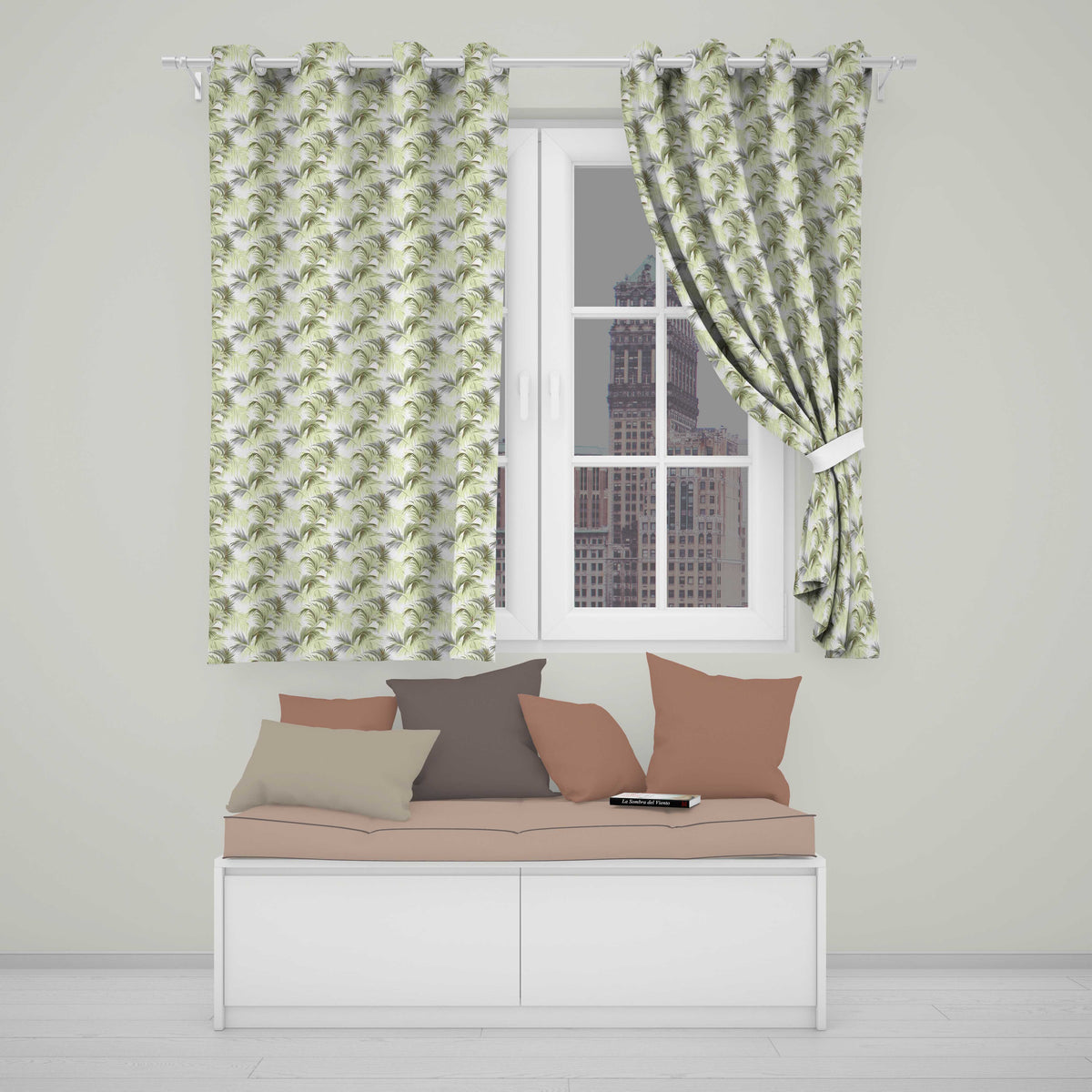 Dense Tropical Banana Leaf Jungle Seamless Pattern  Readymade Eyelet Ring Top Thermal 100% Blackout Curtains