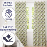 Dense Tropical Banana Leaf Jungle Seamless Pattern  Readymade Eyelet Ring Top Thermal 100% Blackout Curtains