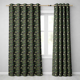 Tall Evergreen Pine Trees Woodland Scenic Seamless Pattern  Readymade Eyelet Ring Top Thermal 100% Blackout Curtains