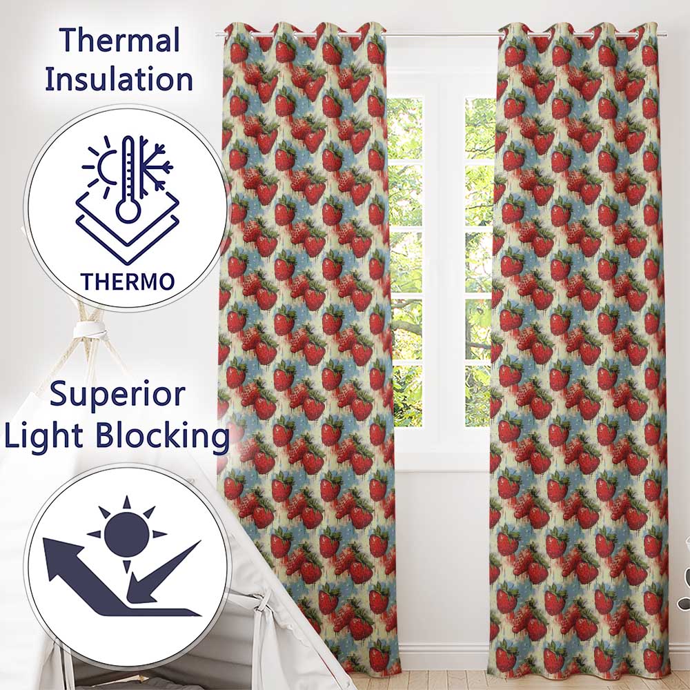 Grunge Strawberry Drip Urban Art Seamless Pattern  Readymade Eyelet Ring Top Thermal 100% Blackout Curtains