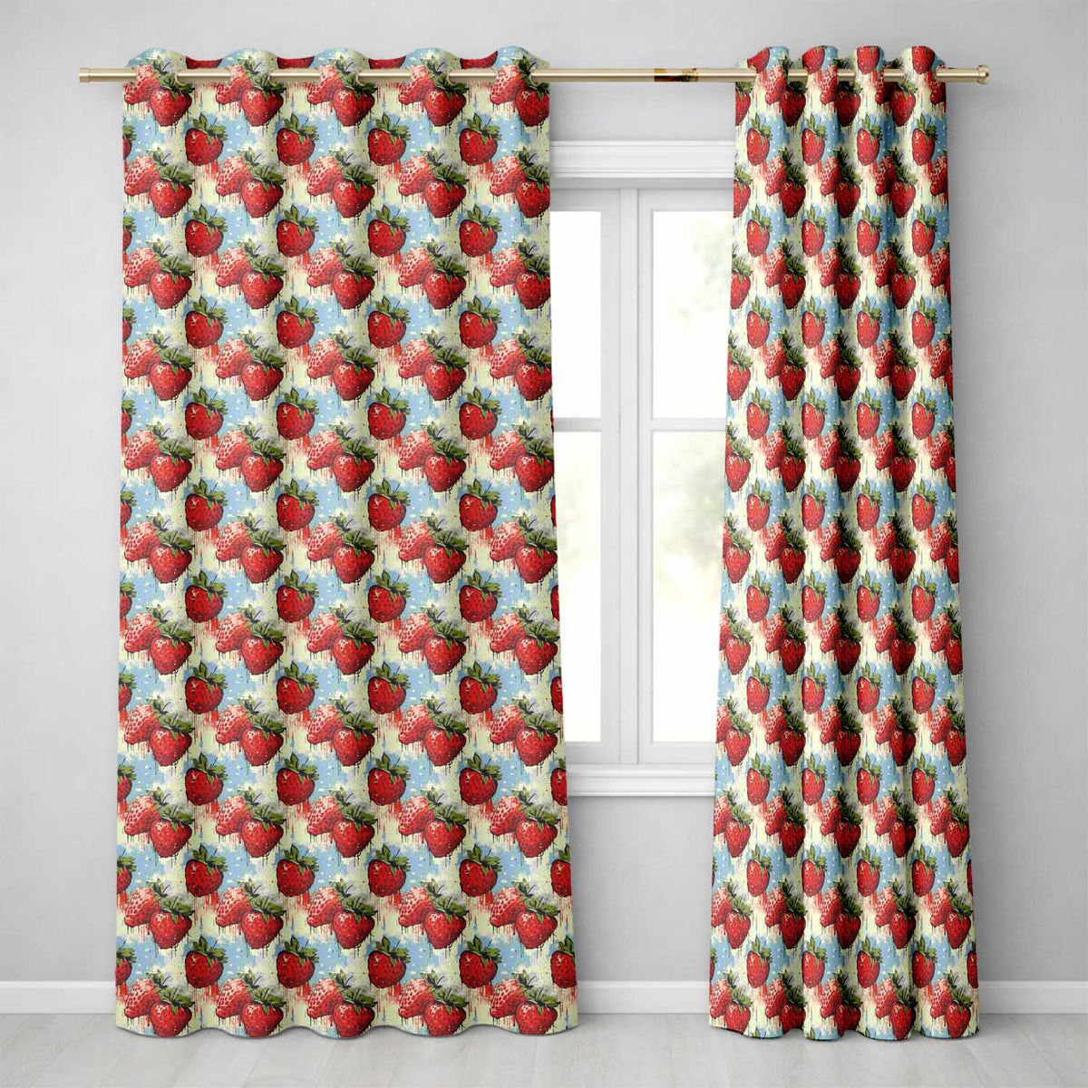Grunge Strawberry Drip Urban Art Seamless Pattern  Readymade Eyelet Ring Top Thermal 100% Blackout Curtains