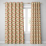 Vintage Strawberry Floral Cream Garden Seamless Pattern  Readymade Eyelet Ring Top Thermal 100% Blackout Curtains