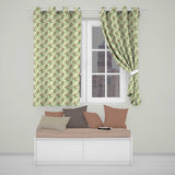 Dark Teal Floral Vine with Yellow Leaves Seamless Pattern  Readymade Eyelet Ring Top Thermal 100% Blackout Curtains