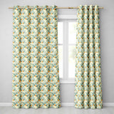 Elegant Citrus Orange Floral Leaves Seamless Pattern  Readymade Eyelet Ring Top Thermal 100% Blackout Curtains