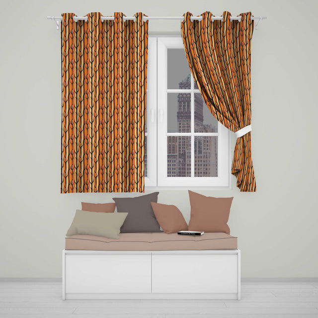 Bold Orange Tree Trunks Minimal Forest Seamless Pattern  Readymade Eyelet Ring Top Thermal 100% Blackout Curtains