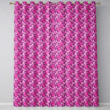 Vibrant Pink Floral Garden on Purple Background Seamless Pattern  Readymade Eyelet Ring Top Thermal 100% Blackout Curtains