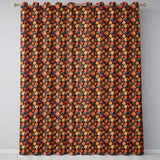 Autumn Leaves in Warm Orange Tones on Dark Background Seamless Pattern  Readymade Eyelet Ring Top Thermal 100% Blackout Curtains