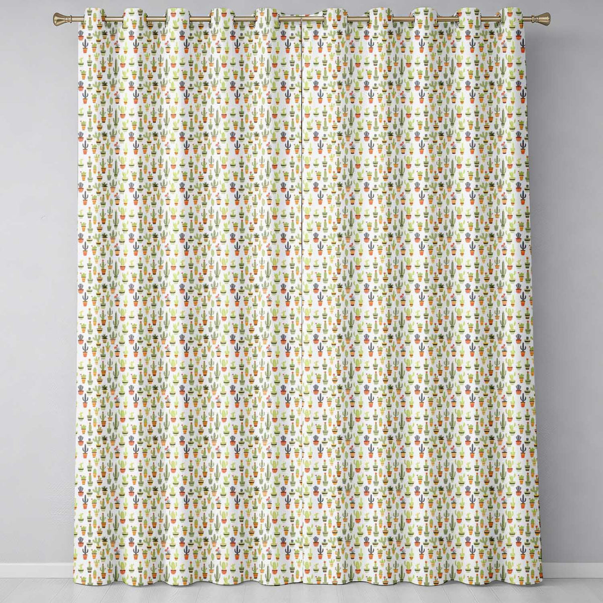 Cute Assorted Potted Cactus Plants on Light Background Seamless Pattern  Readymade Eyelet Ring Top Thermal 100% Blackout Curtains