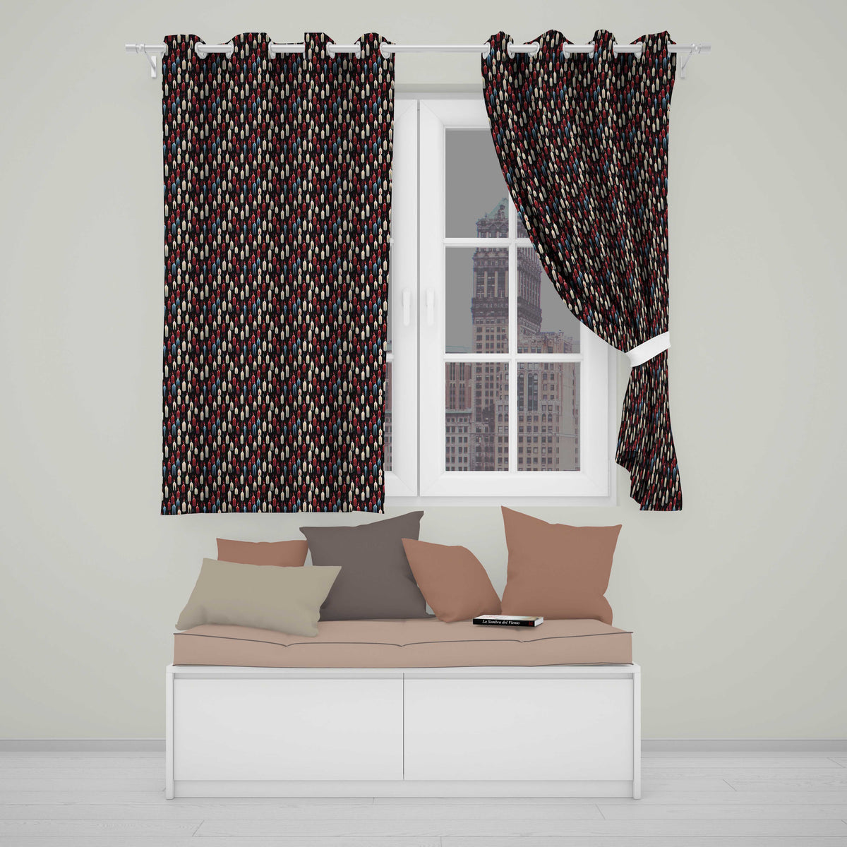 Abstract Dripping Candle Shapes on Dark Seamless Pattern  Readymade Eyelet Ring Top Thermal 100% Blackout Curtains