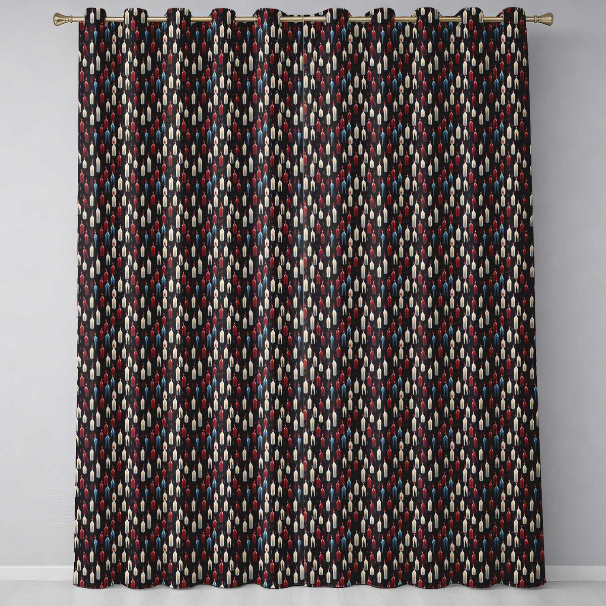 Abstract Dripping Candle Shapes on Dark Seamless Pattern  Readymade Eyelet Ring Top Thermal 100% Blackout Curtains