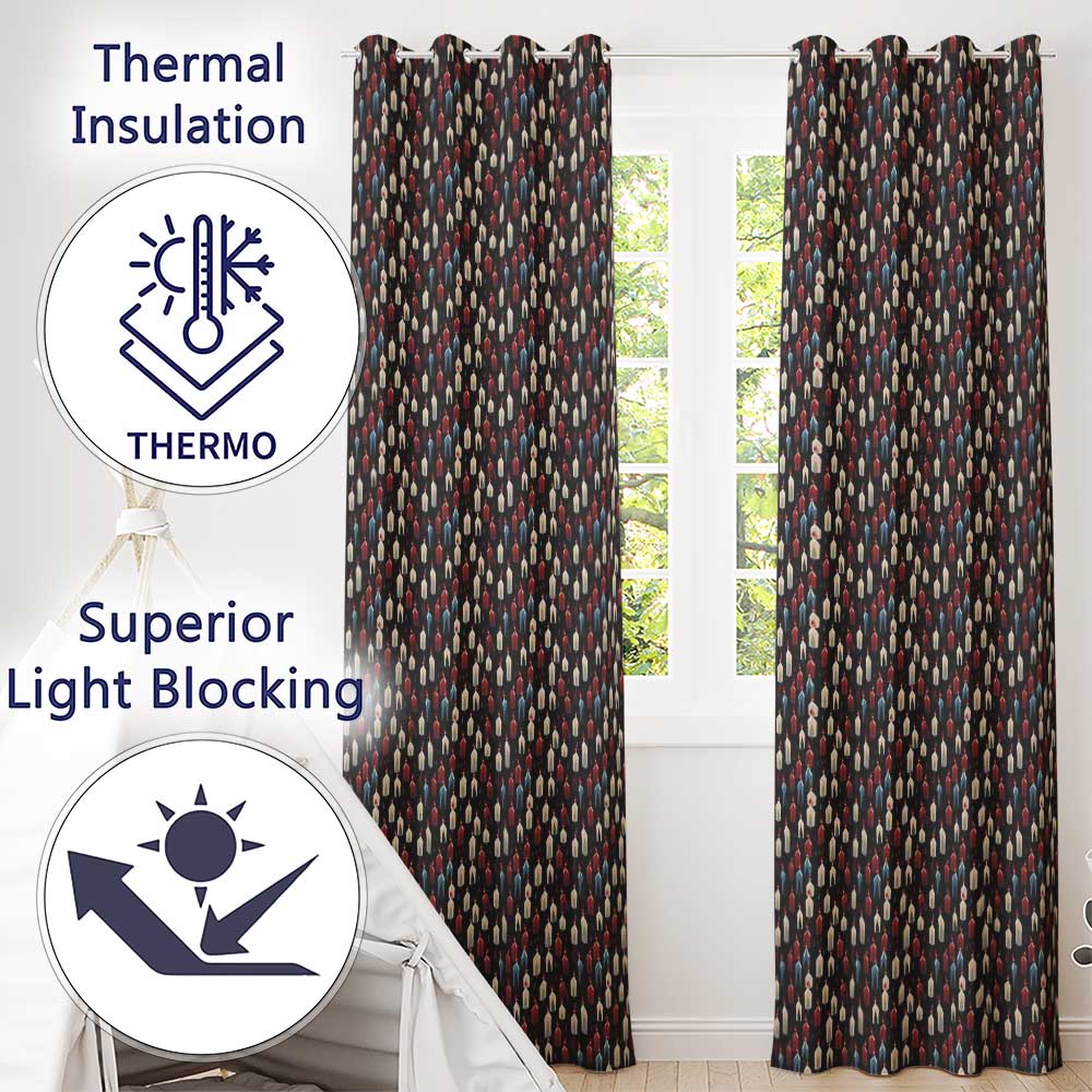 Abstract Dripping Candle Shapes on Dark Seamless Pattern  Readymade Eyelet Ring Top Thermal 100% Blackout Curtains