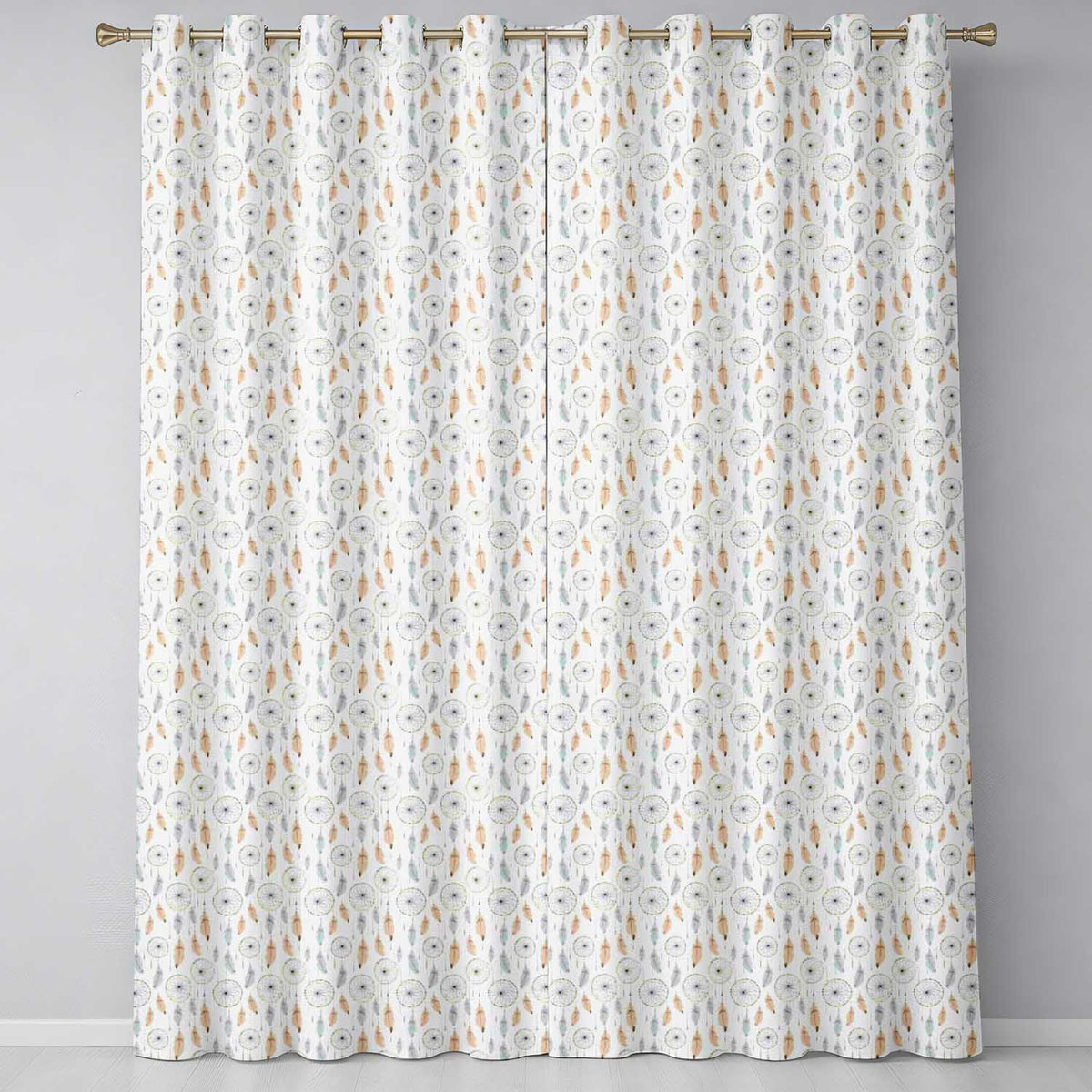 Elegant Dreamcatcher Feathers Minimal Seamless Pattern Designs  Readymade Eyelet Ring Top Thermal 100% Blackout Curtains