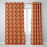 Autumn Dreamcatcher Feathers Warm Orange Seamless Pattern  Readymade Eyelet Ring Top Thermal 100% Blackout Curtains