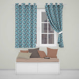 Argyle Style Husky Dog Faces Seamless Pattern Blue Geometric Background  Readymade Eyelet Ring Top Thermal 100% Blackout Curtains