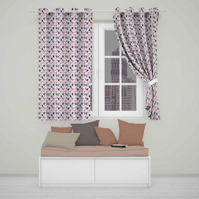Colorful Watercolor Cats Seamless Pattern Cute Multicolor Kitten Background  Readymade Eyelet Ring Top Thermal 100% Blackout Curtains