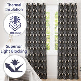 Elegant Antelope Skull Chevron Pattern Dark Background Seamless  Readymade Eyelet Ring Top Thermal 100% Blackout Curtains