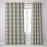 Decorative Deer and Floral Folk Art Pattern Cream Background  Readymade Eyelet Ring Top Thermal 100% Blackout Curtains