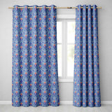 Ornate Damask Deer with Floral Motifs Blue Background Seamless Pattern  Readymade Eyelet Ring Top Thermal 100% Blackout Curtains