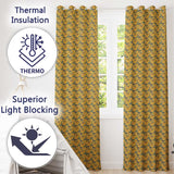 Abstract Antelope with Flowing Waves Golden Background Seamless Pattern  Readymade Eyelet Ring Top Thermal 100% Blackout Curtains