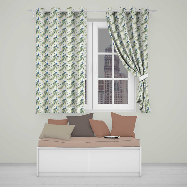 Vintage Peacock Birds with Floral Garden Background Seamless Pattern  Readymade Eyelet Ring Top Thermal 100% Blackout Curtains
