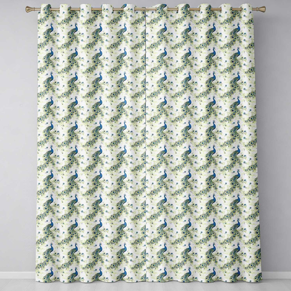 Vintage Peacock Birds with Floral Garden Background Seamless Pattern  Readymade Eyelet Ring Top Thermal 100% Blackout Curtains