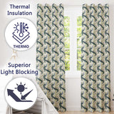 Ornate Peacock Birds with Decorative Floral Swirls Seamless Pattern  Readymade Eyelet Ring Top Thermal 100% Blackout Curtains