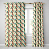 Vintage Peacock Birds with Pink Floral Garden Seamless Pattern  Readymade Eyelet Ring Top Thermal 100% Blackout Curtains