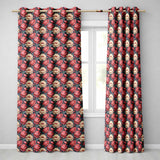 Rich Red and Cream Peony Flowers on Dark Navy Background Seamless Pattern  Readymade Eyelet Ring Top Thermal 100% Blackout Curtains