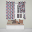 Vintage Red and Blue Floral Blossom with Soft Beige Background Seamless Pattern  Readymade Eyelet Ring Top Thermal 100% Blackout Curtains