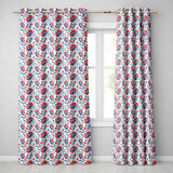 Vintage Red and Blue Floral Blossom with Soft Beige Background Seamless Pattern  Readymade Eyelet Ring Top Thermal 100% Blackout Curtains