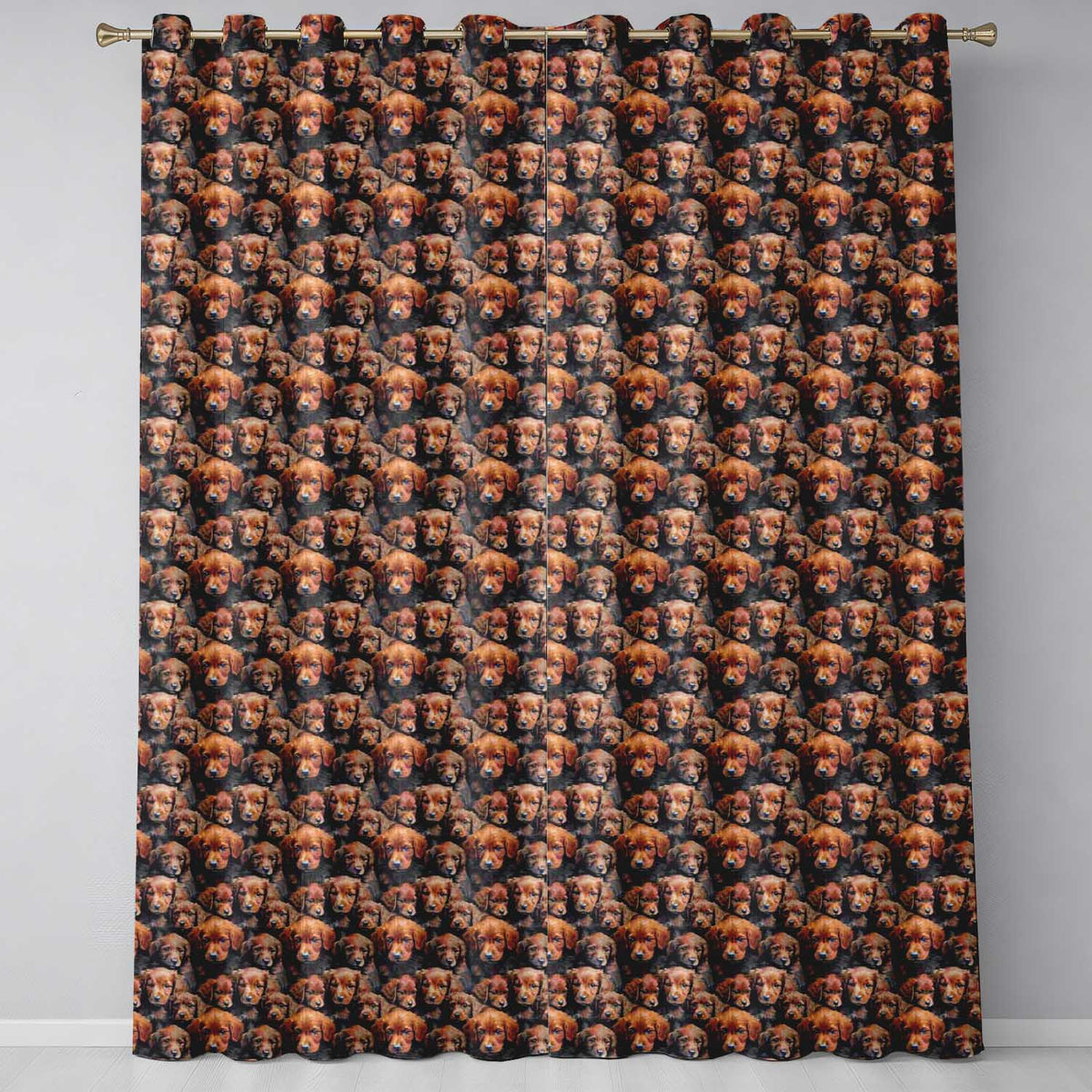 Realistic Golden Brown Puppy Dogs Close Up Seamless Pattern  Readymade Eyelet Ring Top Thermal 100% Blackout Curtains