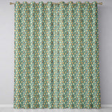 Cute Cartoon Puppy Dogs with Hearts Teal Background Seamless Pattern  Readymade Eyelet Ring Top Thermal 100% Blackout Curtains