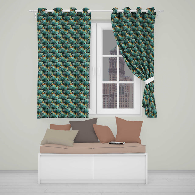 Geometric Rhino Animals Abstract Style Seamless Pattern  Readymade Eyelet Ring Top Thermal 100% Blackout Curtains