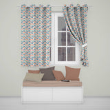 Colorful Geometric Rhino Shapes Seamless Pattern  Readymade Eyelet Ring Top Thermal 100% Blackout Curtains