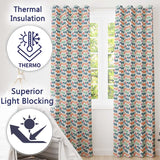 Colorful Geometric Rhino Shapes Seamless Pattern  Readymade Eyelet Ring Top Thermal 100% Blackout Curtains