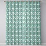 Minimal White Rhino  on Teal Background Seamless Pattern  Readymade Eyelet Ring Top Thermal 100% Blackout Curtains