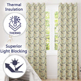 Classic Rhino Sketch with Floral Rose Details Seamless Pattern  Readymade Eyelet Ring Top Thermal 100% Blackout Curtains