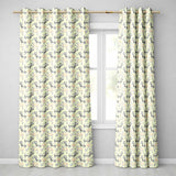 Classic Rhino Sketch with Floral Rose Details Seamless Pattern  Readymade Eyelet Ring Top Thermal 100% Blackout Curtains