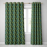 Dense Tropical Leaves Jungle Style Seamless Pattern  Readymade Eyelet Ring Top Thermal 100% Blackout Curtains