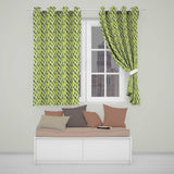 Simple Leaf Motif in Green Tones Seamless Pattern  Readymade Eyelet Ring Top Thermal 100% Blackout Curtains