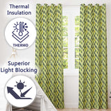 Simple Leaf Motif in Green Tones Seamless Pattern  Readymade Eyelet Ring Top Thermal 100% Blackout Curtains