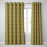 Abstract Vertical Leaf Stripes in Earthy Green and Gold Seamless Pattern  Readymade Eyelet Ring Top Thermal 100% Blackout Curtains