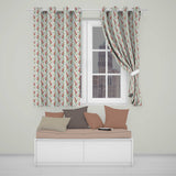 Vintage Red and Cream Floral Vines on Pastel Blue Seamless Pattern  Readymade Eyelet Ring Top Thermal 100% Blackout Curtains