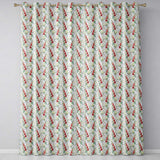 Vintage Red and Cream Floral Vines on Pastel Blue Seamless Pattern  Readymade Eyelet Ring Top Thermal 100% Blackout Curtains