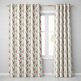 Vintage Red and Cream Floral Vines on Pastel Blue Seamless Pattern  Readymade Eyelet Ring Top Thermal 100% Blackout Curtains