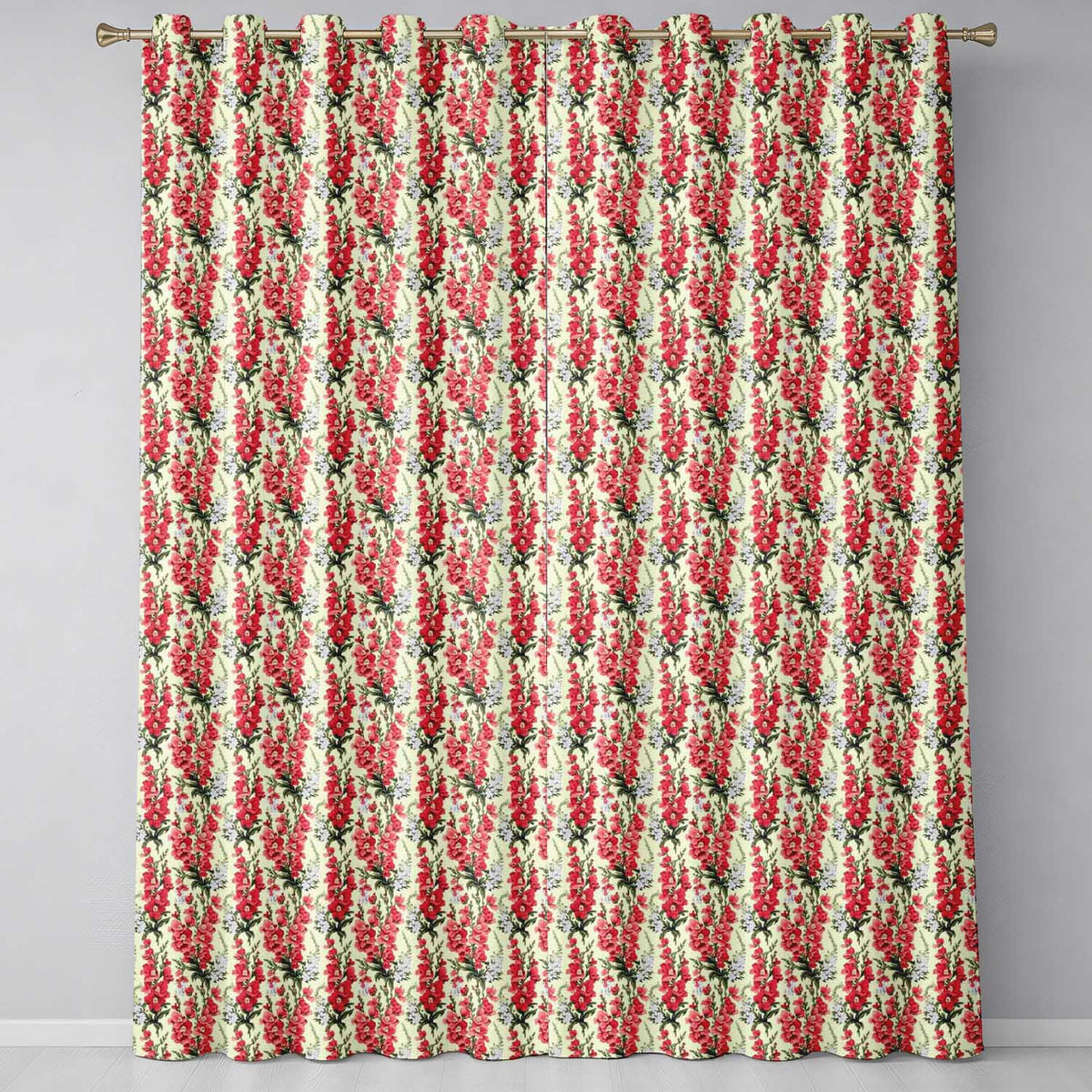 Classic Pink and Red Garden Flowers on Neutral Background Seamless Pattern  Readymade Eyelet Ring Top Thermal 100% Blackout Curtains
