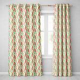 Vintage Red and Blue Floral Vines on Beige Background Seamless Pattern  Readymade Eyelet Ring Top Thermal 100% Blackout Curtains