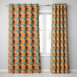 Colorful Overlapping Paper Umbrellas in Warm Orange and Teal Seamless Pattern  Readymade Eyelet Ring Top Thermal 100% Blackout Curtains