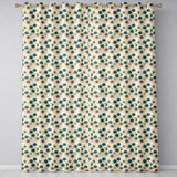 Vintage Paper Parasol Circles in Teal and Beige Seamless Pattern  Readymade Eyelet Ring Top Thermal 100% Blackout Curtains